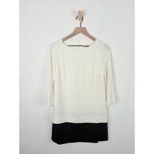 Club Monaco Layered Colorblock Drop Waist Mini Dress Size 2 White Black